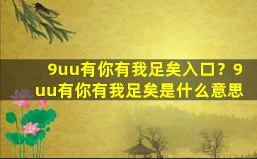 9uu有你有我足矣入口？9uu有你有我足矣是什么意思