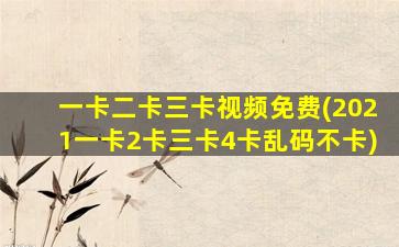 一卡二卡三卡视频免费(2021一卡2卡三卡4卡乱码不卡)