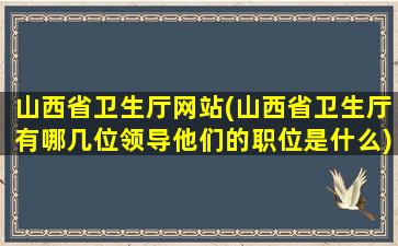 山西省卫生厅网站(山西省卫生厅有哪几位领导他们的职位是什么)