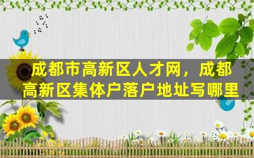 成都市高新区人才网，成都高新区集体户落户地址写哪里