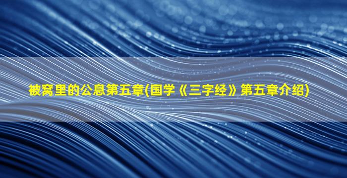 被窝里的公息第五章(国学《三字经》第五章介绍)