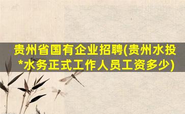 贵州省国有企业招聘(贵州水投*水务正式工作人员工资多少)