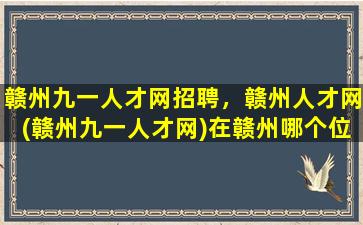 赣州九一人才网招聘，赣州人才网(赣州九一人才网)在赣州哪个位置
