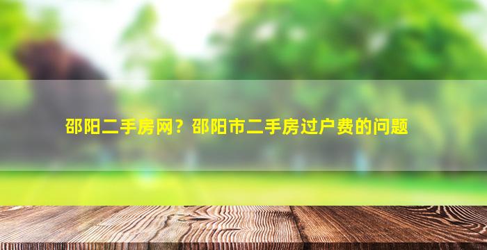 邵阳二手房网？邵阳市二手房过户费的问题