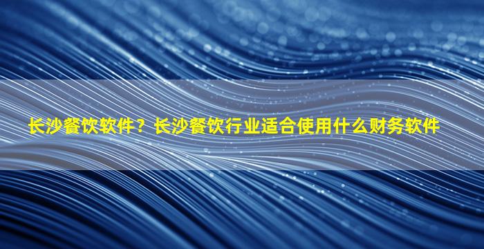 长沙餐饮软件？长沙餐饮行业适合使用什么财务软件
